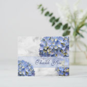 青いハイドレンジアの感謝カード サンキューカード (スタンド正面)