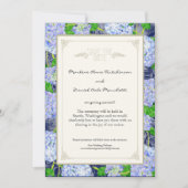 青いハイドレンジアの花のアートデコエレガントウェディング 招待状 (正面)