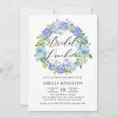 青いハイドレンジアの花のリース　ブライダルランチョン 招待状 (正面)