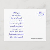 青いハイドレンジアのSave our dateポストカード - カスタマイズ インビテーションポストカード (裏面)