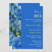 青いハイドレンチアの庭の花の卒業パーティー 招待状 (正面/裏面)