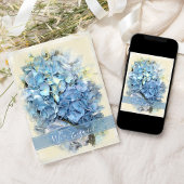 青いハイドレンチアの花のエンゲージメントパーティー 招待状