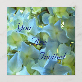 青いハイドレンチアの花の花写真 招待状