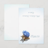 青いハイドレンチアの貝殻名札 招待状 (正面/裏面)