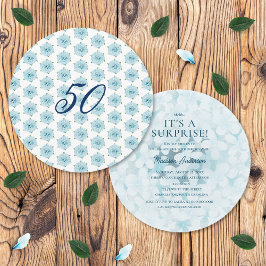 青いハイドレンチア 50歳サプライズ誕生日パーティー 招待状