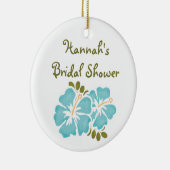 青いハイビスカスのブライダルシャワーのオーナメントの好意 セラミックオーナメント (右)