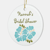 青いハイビスカスのブライダルシャワーのオーナメントの好意 セラミックオーナメント (左)