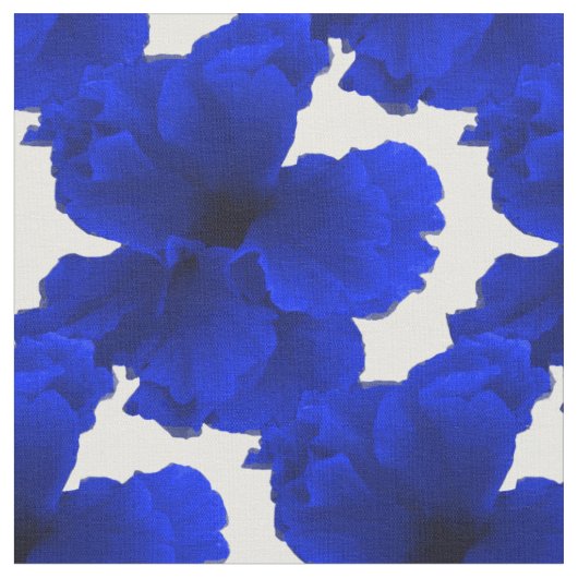 青いハイビスカスの花柄 ファブリック (クローズアップ)
