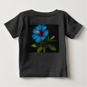 青いハイビスカスの花(黒) ベビーTシャツ (裏面)