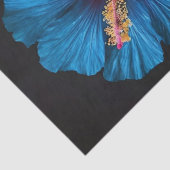 青いハイビスカスフラワーオンブラック、デコページ 薄葉紙 (詳細)