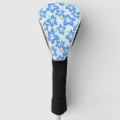 青いハイビスカス、青い花、花のパターン ゴルフヘッドカバー (正面)