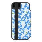 青いハイビスカス、青い花、花のパターン INCIPIO iPhoneウォレットケース (フォリオ裏面)