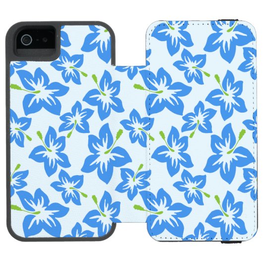 青いハイビスカス、青い花、花のパターン INCIPIO iPhoneウォレットケース (フォリオ Open)