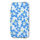 青いハイビスカス、青い花、花のパターン INCIPIO iPhoneウォレットケース (フォリオ 正面)