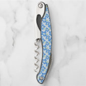 青いハイビスカス、青い花、花の模様 ソムリエナイフ (正面)