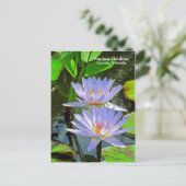 青いハスの花のペア #100  00100 ポストカード (スタンド正面)