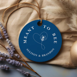 青いハチが意味する蜂蜜の瓶の結婚式ラベル フェイバータグ