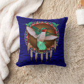 青いハチドリのネイティブアメリカンのデザインの枕芸術 クッション (ブランケット)