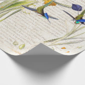 青いハチドリのラッパスイセンのスイセンの花 ラッピングペーパー (角)