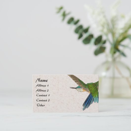 青いハチドリの鳥の動物の名刺 名刺 (スタンド正面)