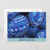 青いハッピーイースターの卵 シーズンポストカード (正面/裏面)