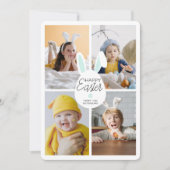 青いハッピーイースター耳eggs 4写真コラージュ シーズンカード (正面)