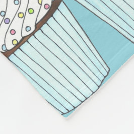 青いハッピーバースデーカップケーキケーキ振りろうそく フリースブランケット