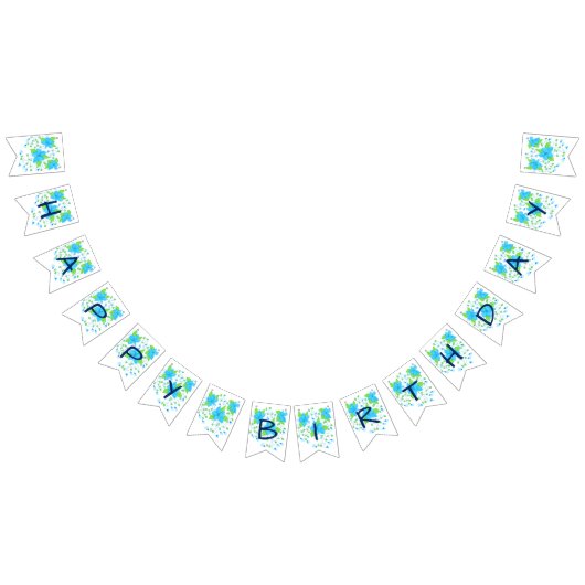 青いハッピーバースデーバナー バンティングフラッグ (全)