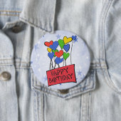 青いハッピーバースデーバルーン 缶バッジ (インサイチュ)