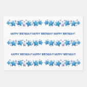 青いハッピーバースデーTo You Wrapping紙 ラッピングペーパーシート (正面3)