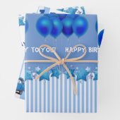青いハッピーバースデーTo You Wrapping紙 ラッピングペーパーシート (インサイチュ)
