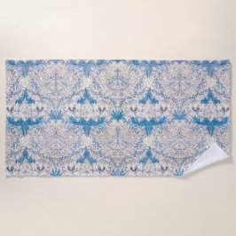 青いハニーサックル（William Morris著） ビーチタオル