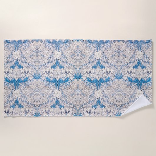 青いハニーサックル（William Morris著） ビーチタオル (正面)