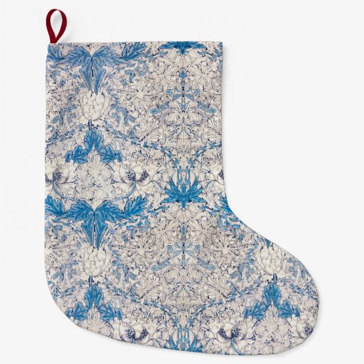 青いハニーサックル（William Morris著） ラージクリスマスストッキング (正面)