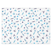 青いハヌカの記号パターン テーブルクロス (正面(横))