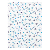 青いハヌカの記号パターン テーブルクロス (正面)