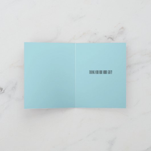 青いハミングバードのハイドランジアの花 ありがとうございます サンキューカード (内部)