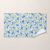 青いハミングバ葉ーとパターン。 バスタオルセット (ハンドタオル)