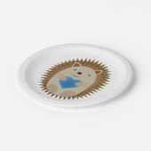 青いハリネズミを抱きしめる愛らしいハート ペーパープレート (アングル)