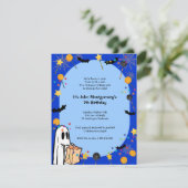 青いハロウィンの誕生日の衣裳のパーティの招待状 招待状 (スタンド正面)