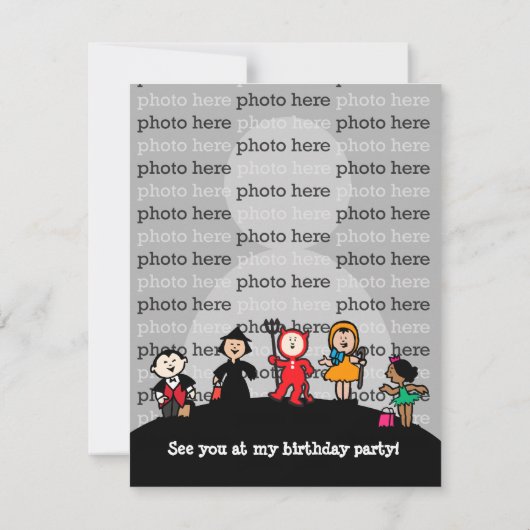 青いハロウィンの誕生日の衣裳のパーティの招待状 招待状 (裏面)