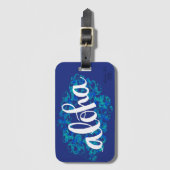 青いハワイのアロハ荷物のラベル ラゲッジタグ (正面縦)