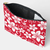 青いハワイの模様（赤） アクセサリーポーチ (見開き)