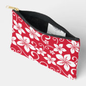 青いハワイの模様（赤） アクセサリーポーチ (見開き)