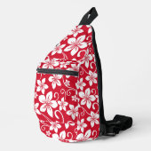 青いハワイの模様（赤） スリングバッグ (右コーナー)