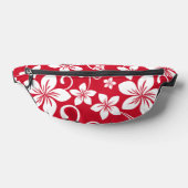 青いハワイの模様（赤） ファニーパック (レイダウン)