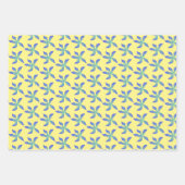 青いハワイアン花 ラッピングペーパーシート (正面2)