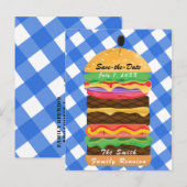 青いハンバーガー 夏のバーベキュー パーティー 案内ポストカード (正面/裏面)