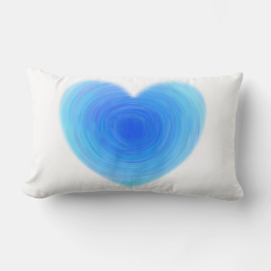 青いハートのエレガントなシンプルでモダンな女の子部屋の装飾 ランバークッション (正面)