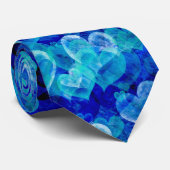 青いハートのバレンタインデーのタイ ネクタイ (ロール)